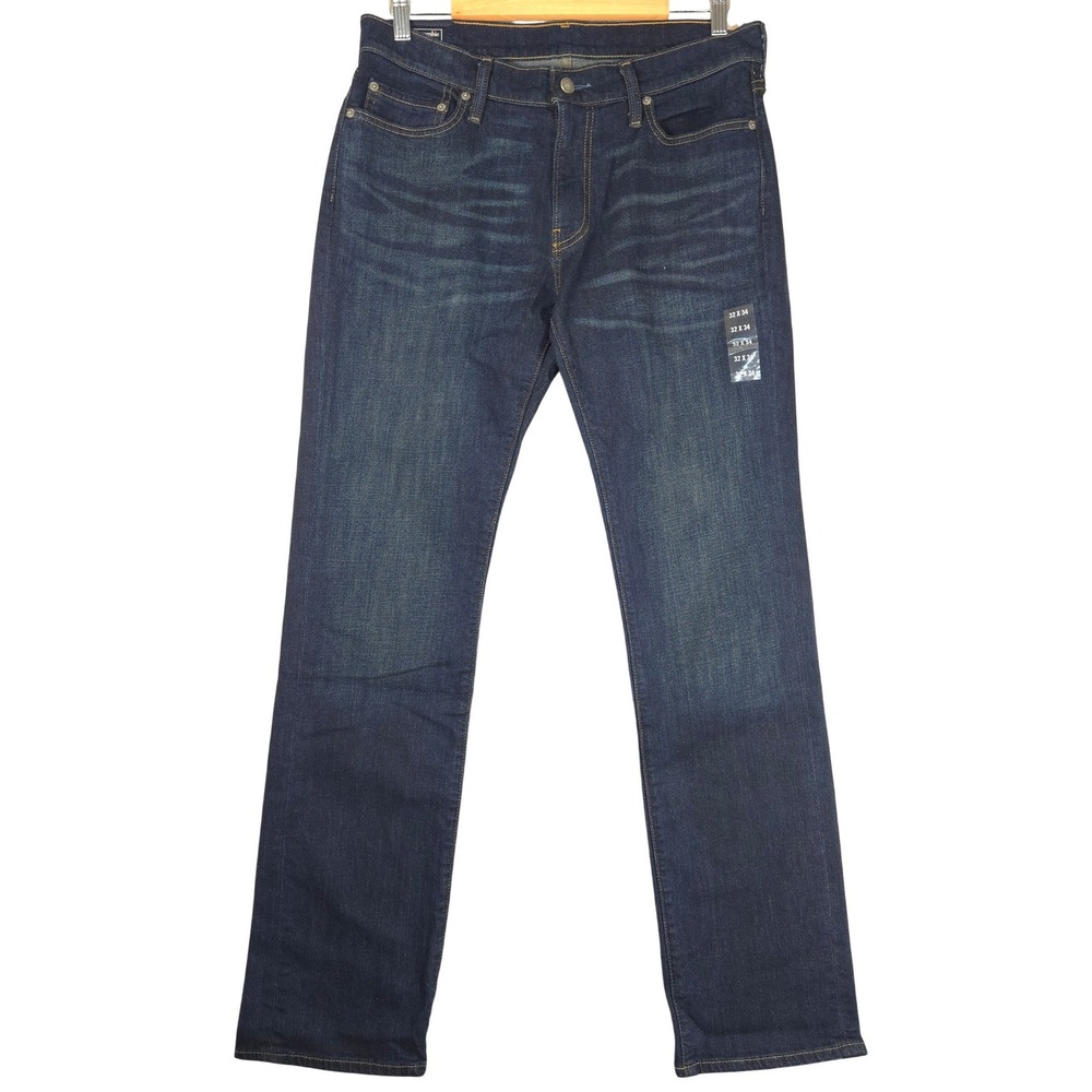 Abercrombie & Fitch Kennan Straight Jeans Mens 32x34 Dark Wash Stretch Denim‎
